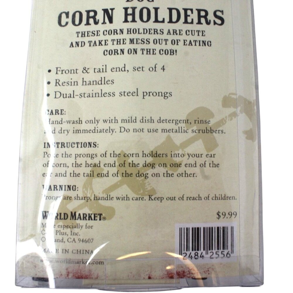 World Market Corn Holders Dachshund Weiner Dog Stainless Steel Lot Of 2 Packages - Picture 8 of 10